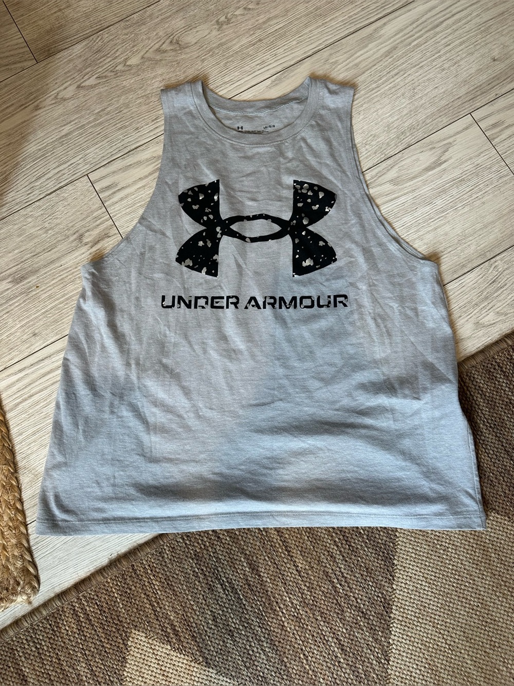 Under Armour women’s  Light Gray Tank Top with Black Logo